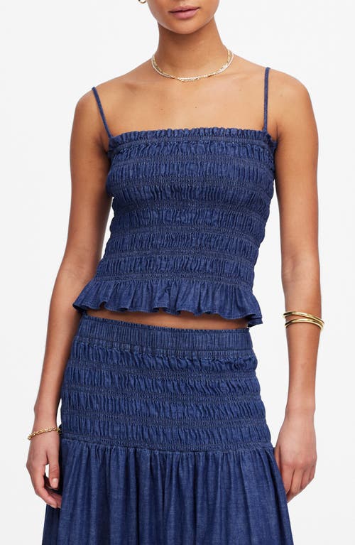 Shop Madewell Smocked Denim Tank Top