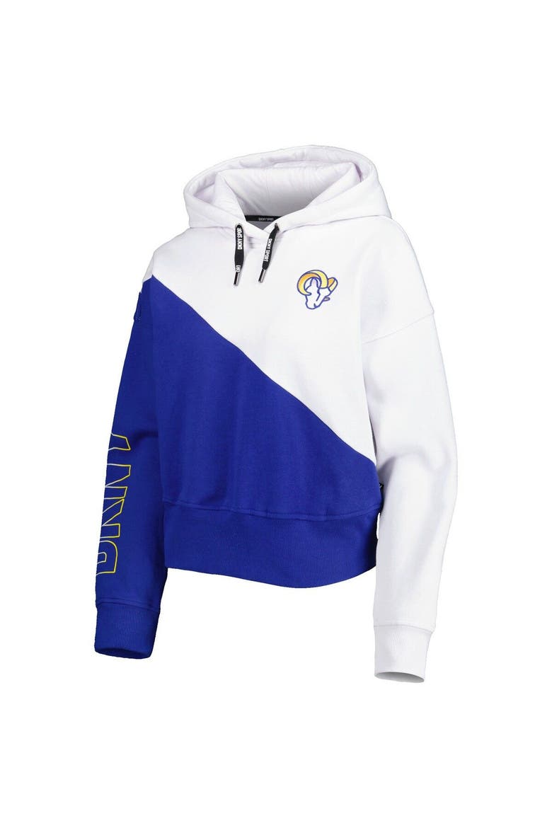 Women's DKNY Sport White/Royal Los Angeles Rams Bobbi Color Blocked Pullover Hoodie, Alternate, color, White