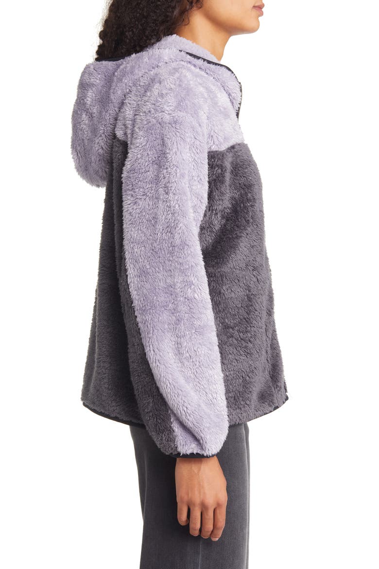 Sheila High Pile Fleece Hooded Jacket, Alternate, color, CLOUDY GREY / COAL