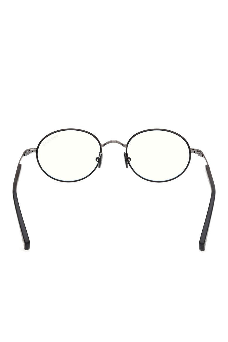 49mm Round Blue Light Blocking Optical Glasses, Alternate, color, BLACK GUNMETAL / T LOGO