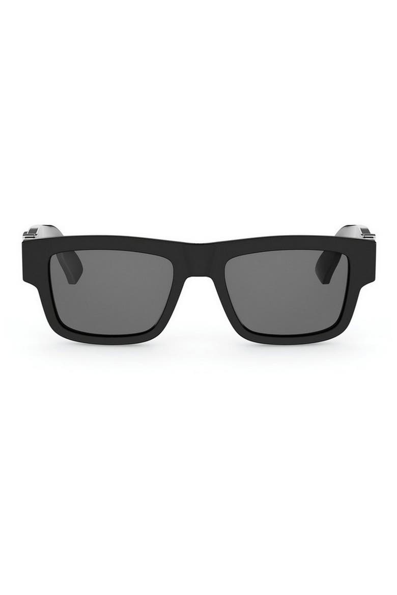 'DiorOblique S3I 52mm Rectangular Sunglasses, Main, color, SHINY BLACK / SMOKE