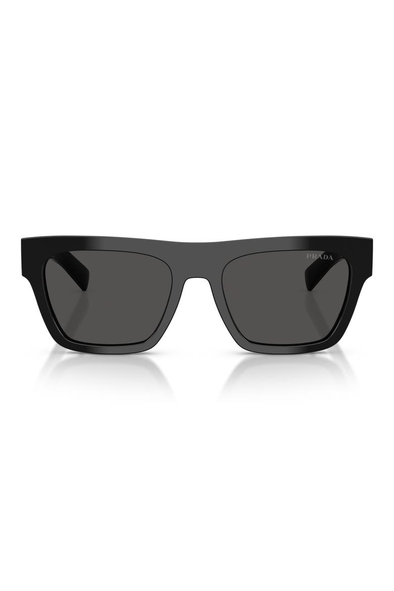 55mm Rectangular Sunglasses, Main, color, BLACK / DARK GREY