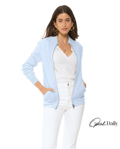 Pure Cashmere Double Slider Slider Zip Cardigan