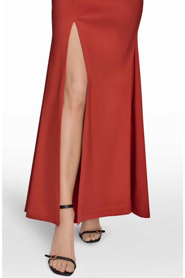 Pleated One-Shoulder Gown, Alternate, color, AUTUMN RED