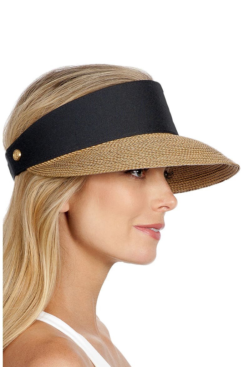 Squishee Straw Champ Custom Fit Visor, Alternate, color, NATURAL/BLACK