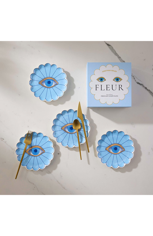 Jonathan Adler Fleur Canape Plate Set In Blue/gold