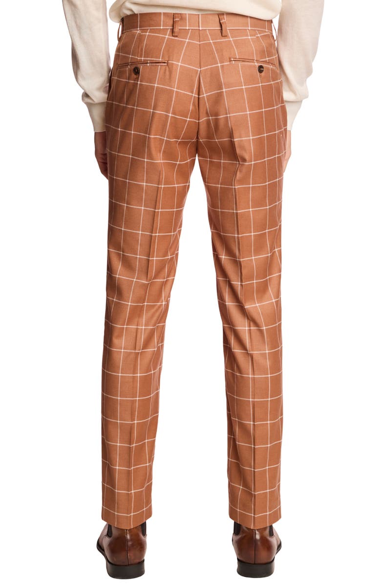 PAISLEY & GRAY Downing Slim Fit Flat Front Windowpane Dress Pants, Alternate, color, Pumpkin Spice Windowpane