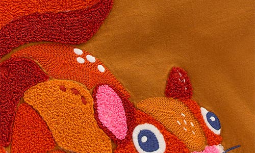 Mini Boden Kids' Squirrel Bouclé Cotton Graphic T-shirt In Orange