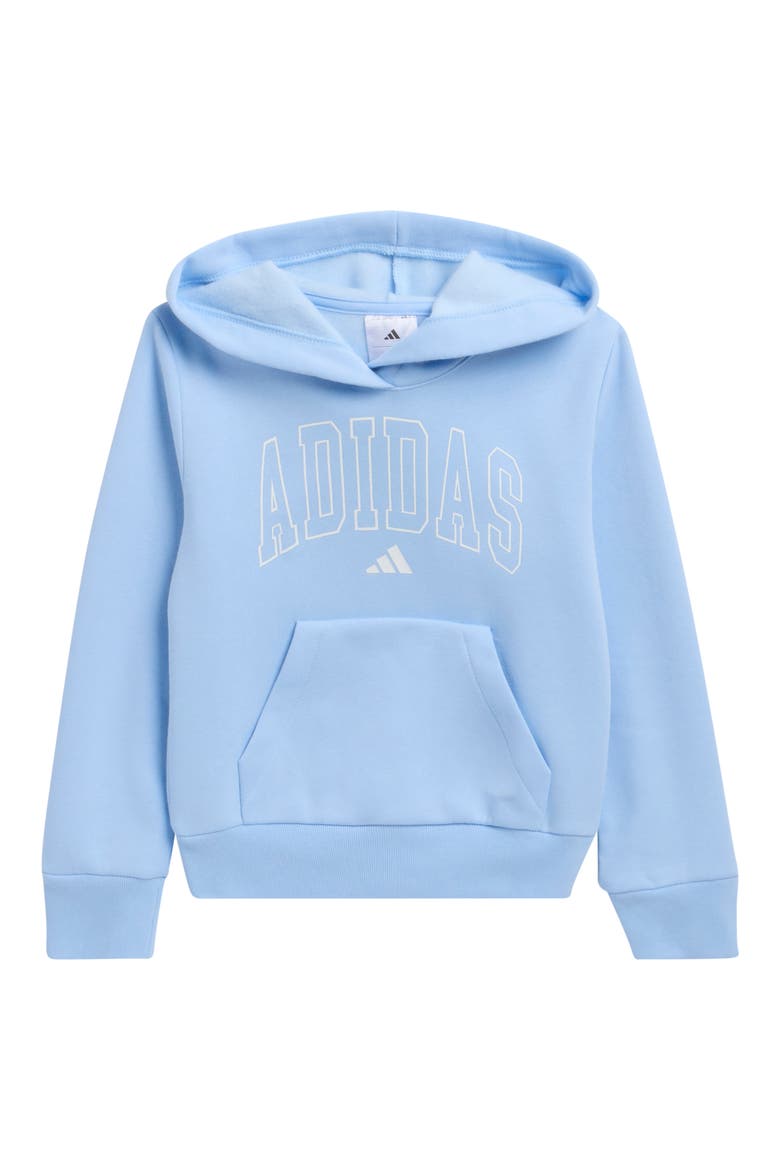Kids' 3-Stripe Fleece Hoodie, Main, color, GLOW BLUE