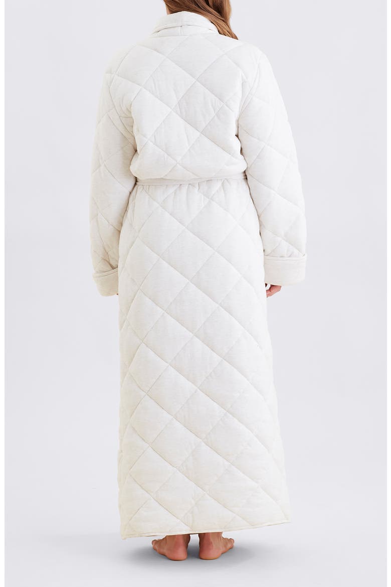 Quilted Cotton Maxi Robe, Alternate, color, ECRU