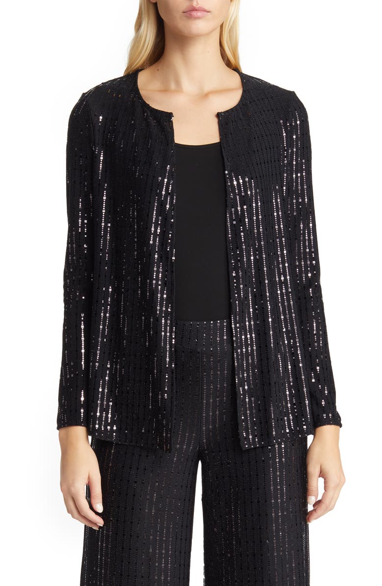 Anne Klein Linear Shine Jacket, Main, color, 