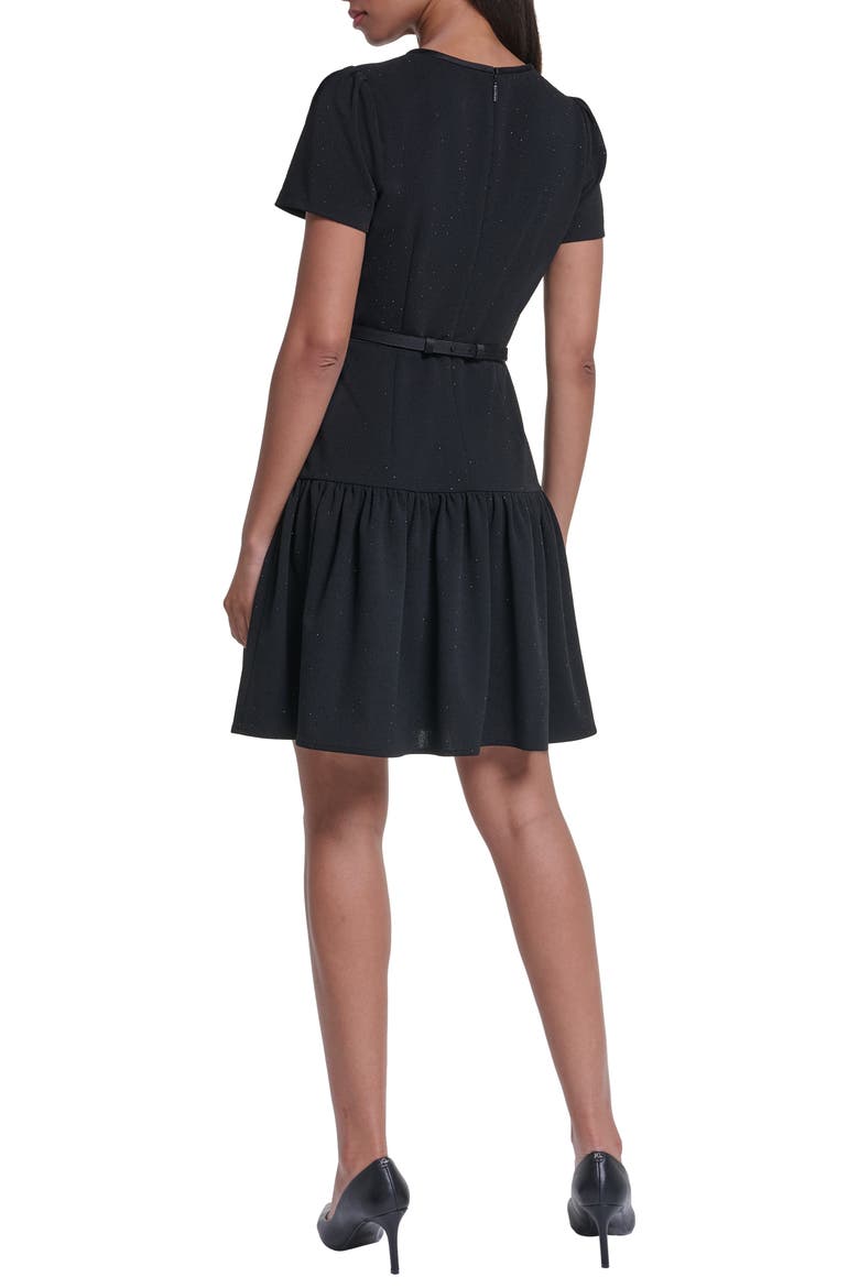 Heatset Ruffle Hem Crepe Dress, Alternate, color, BLACK