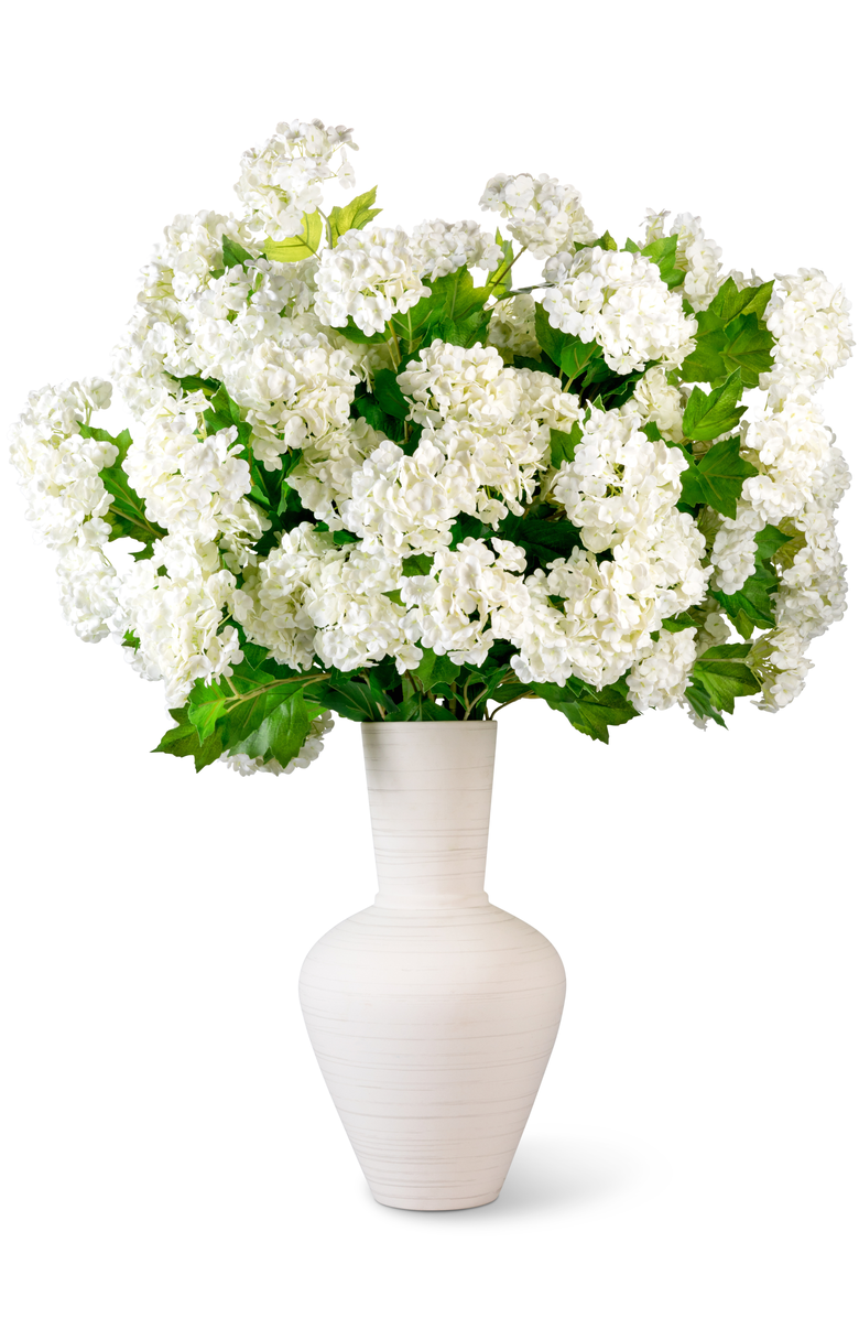 CocoBella Rhea RealTouch Snowball Hydrangea Arrangement, Main, color, Snow