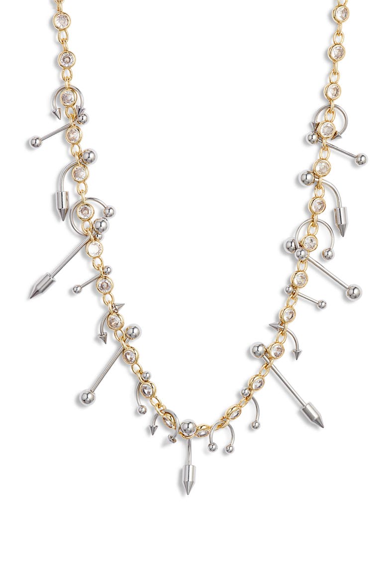 Duotone Piercing Station Necklace, Main, color, GOLD