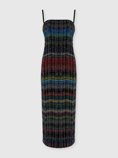 Missoni Long Strapless Dress With Wave Check Pattern In Black