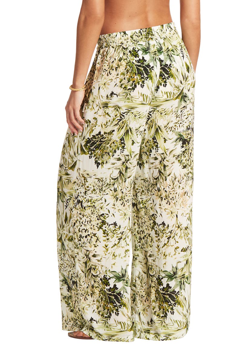 Cover-Up Palazzo Pants, Alternate, color, GREEN WHITE