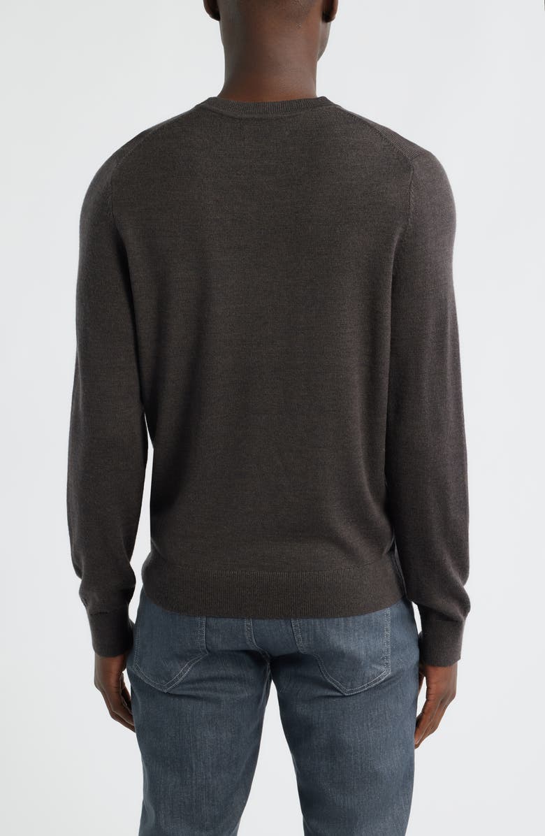 Nordstrom Italian Merino Wool Crewneck Sweater, Alternate, color, Brown Dark Heather