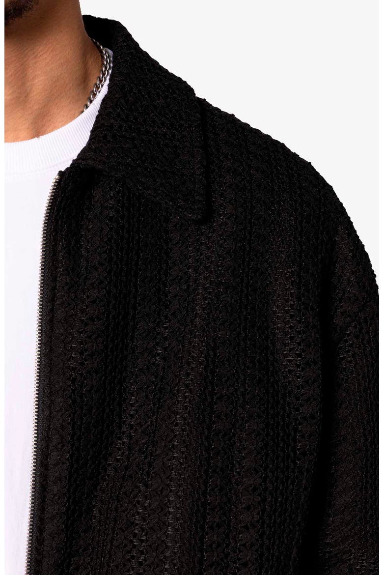 Open Stitch Knit Bomber Jacket, Alternate, color, BLACK