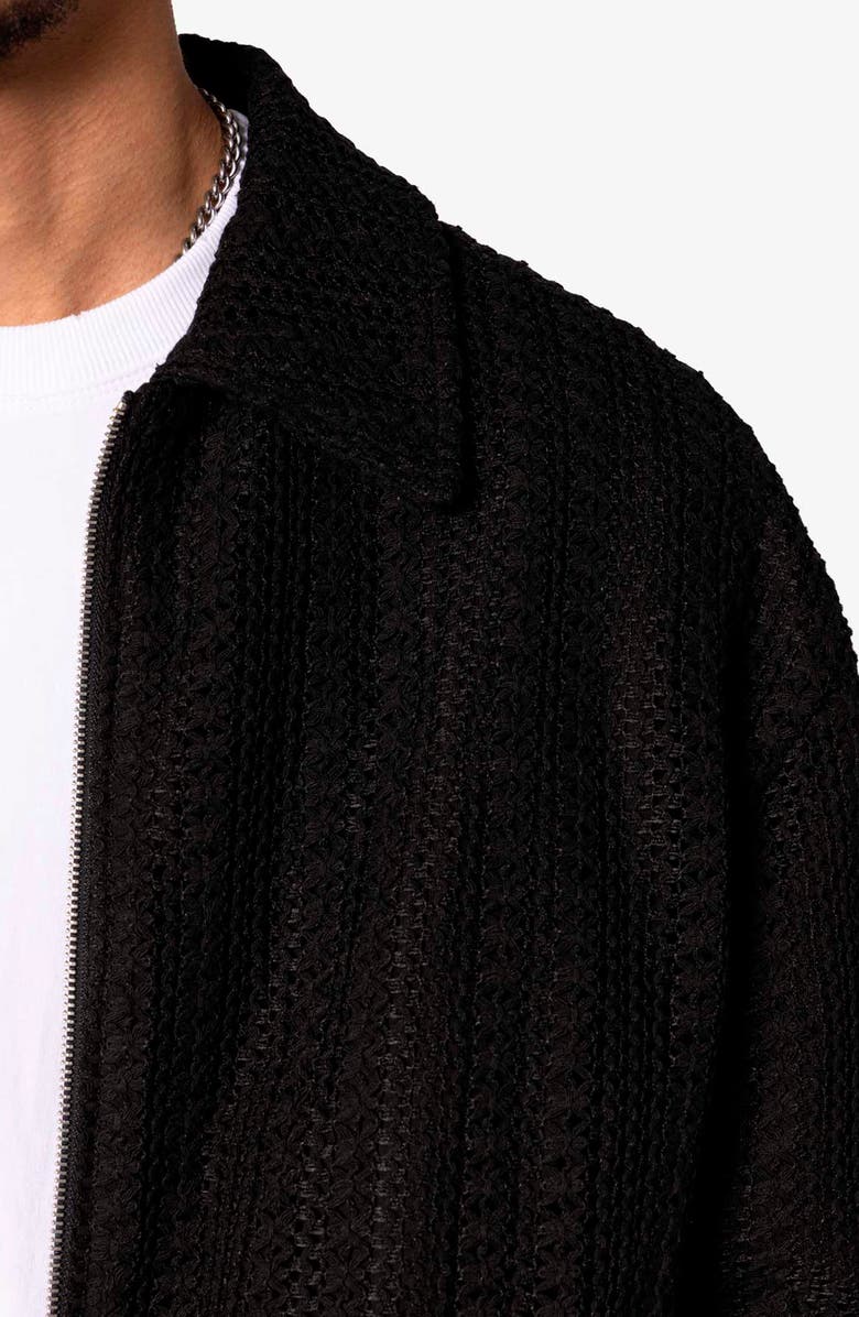 mnml Open Stitch Knit Bomber Jacket, Alternate, color, Black