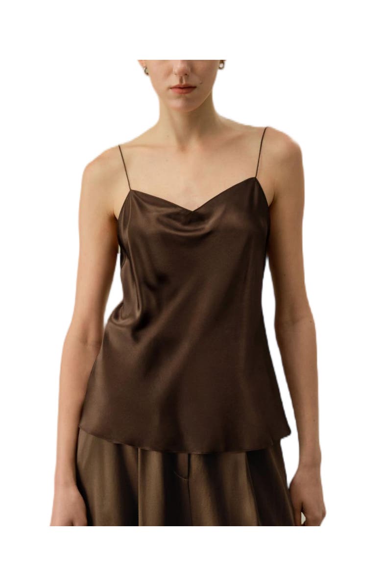 Lilysilk Chic Minimal Silk Cami, Main, color, Chocolate