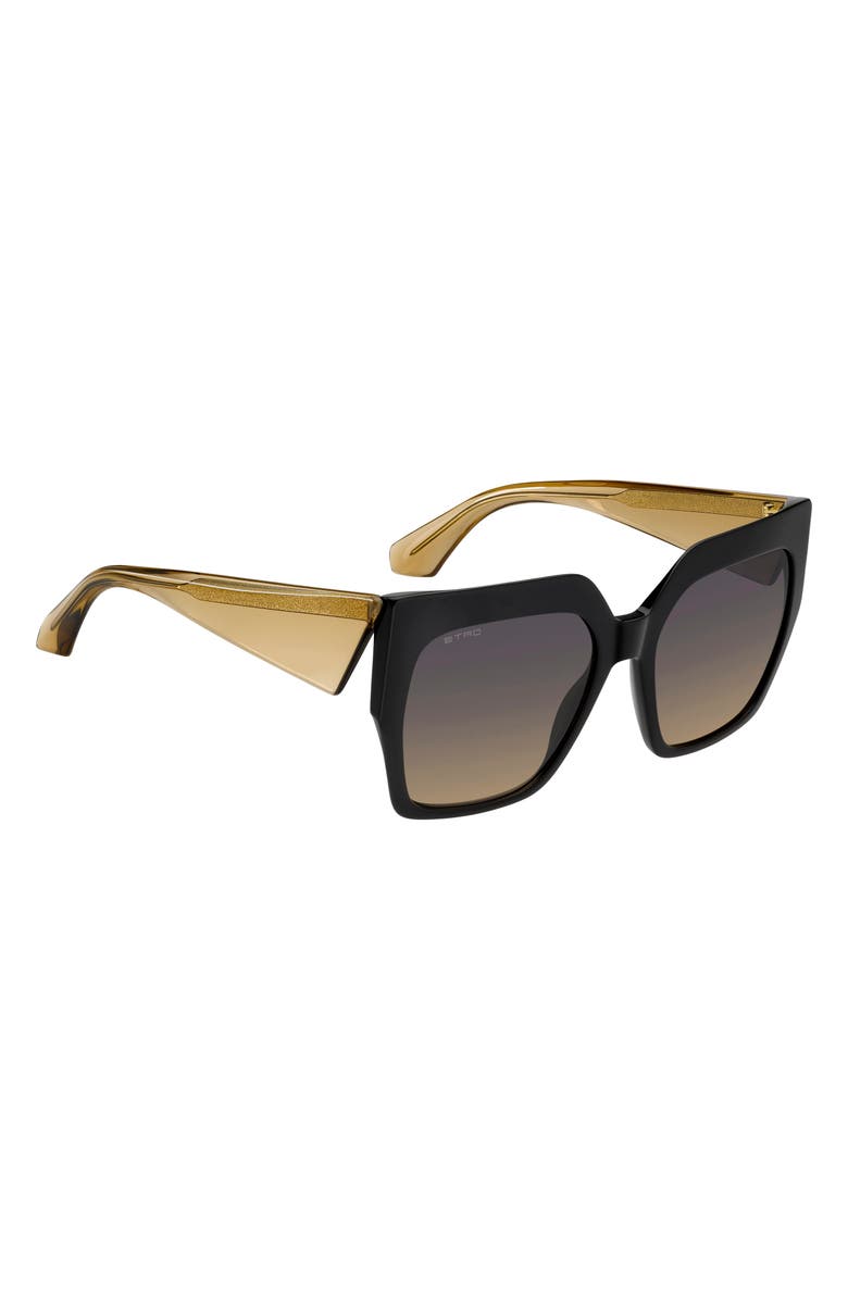 Etro 57mm Square Sunglasses, Alternate, color, Black Yellow/ Violyellow Ds