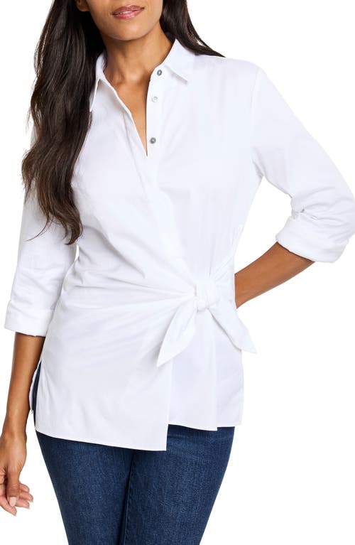 Shop Nic + Zoe Nic+zoe Side Tie Stretch Cotton Shirt In Paper White