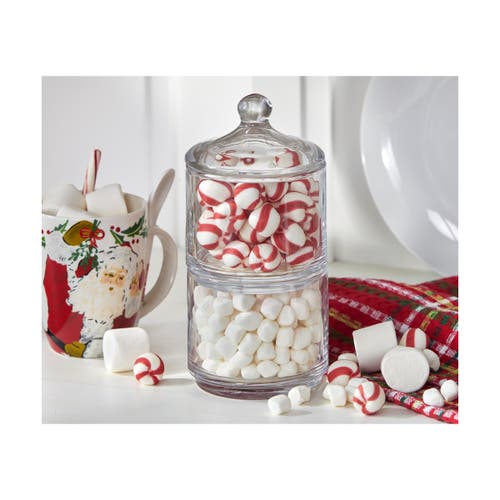 Tag White Glass Stacking Jar With Lid Decorative Kitchen Canister In Transparent