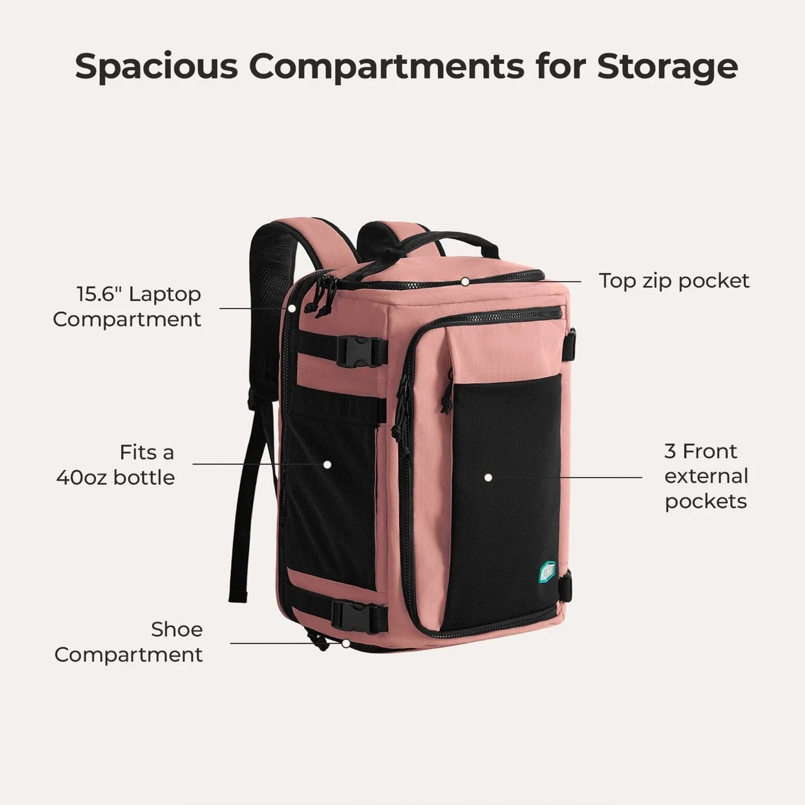 Blast Mesh Carry On Expandable Travel Backpack - 28L-38L Extended, Alternate, color, Rose