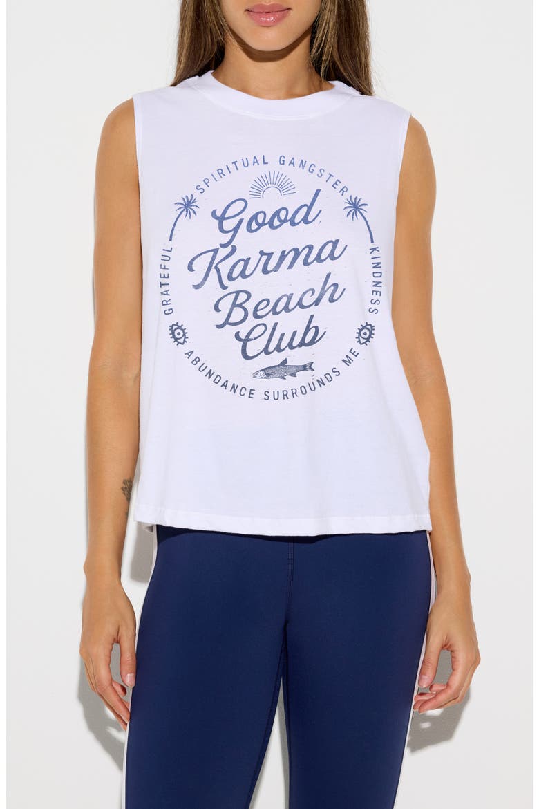 Beach Club Vibe Muscle Tank, Main, color, WHITE