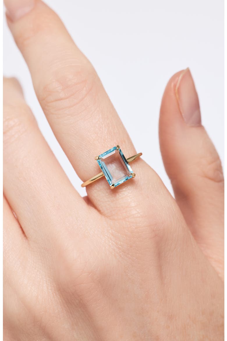 Solid Yellow Gold - Blue Topaz Spritz Ring, Alternate, color, Blue