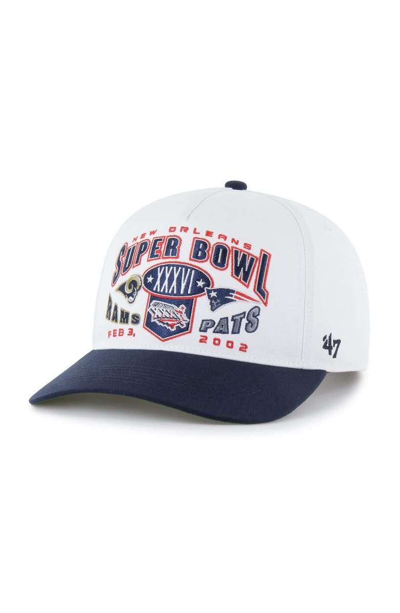 '47 Men's '47 White/Navy NFL Multi-Team Throwback Dueling Logos Adjustable Hitch Hat, Main, color, White