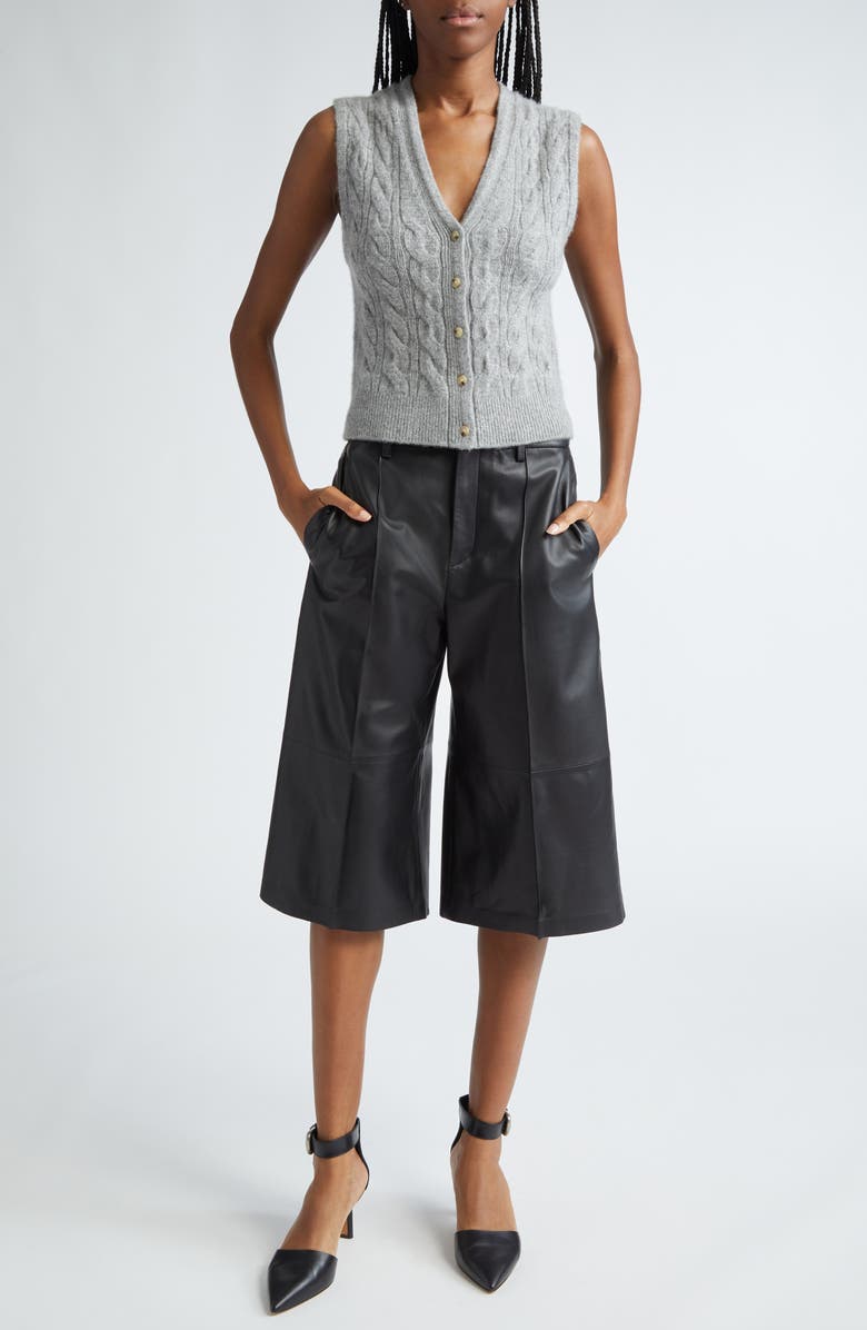 Vince Leather Bermuda Shorts, Alternate, color, 