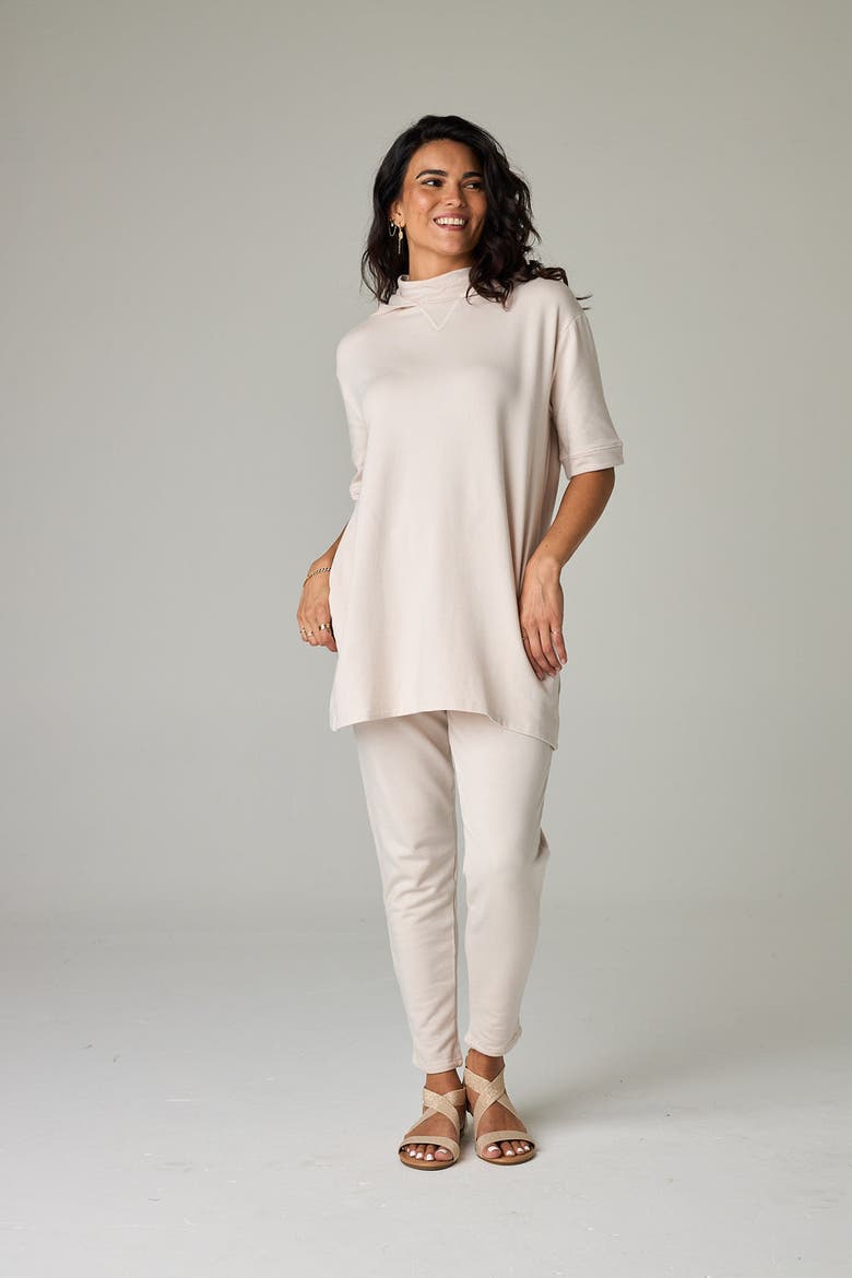Malawi Eco-Luxe Fleece Hooded Tunic/Dress - Cloud-Soft Comfort, Alternate, color, Bone