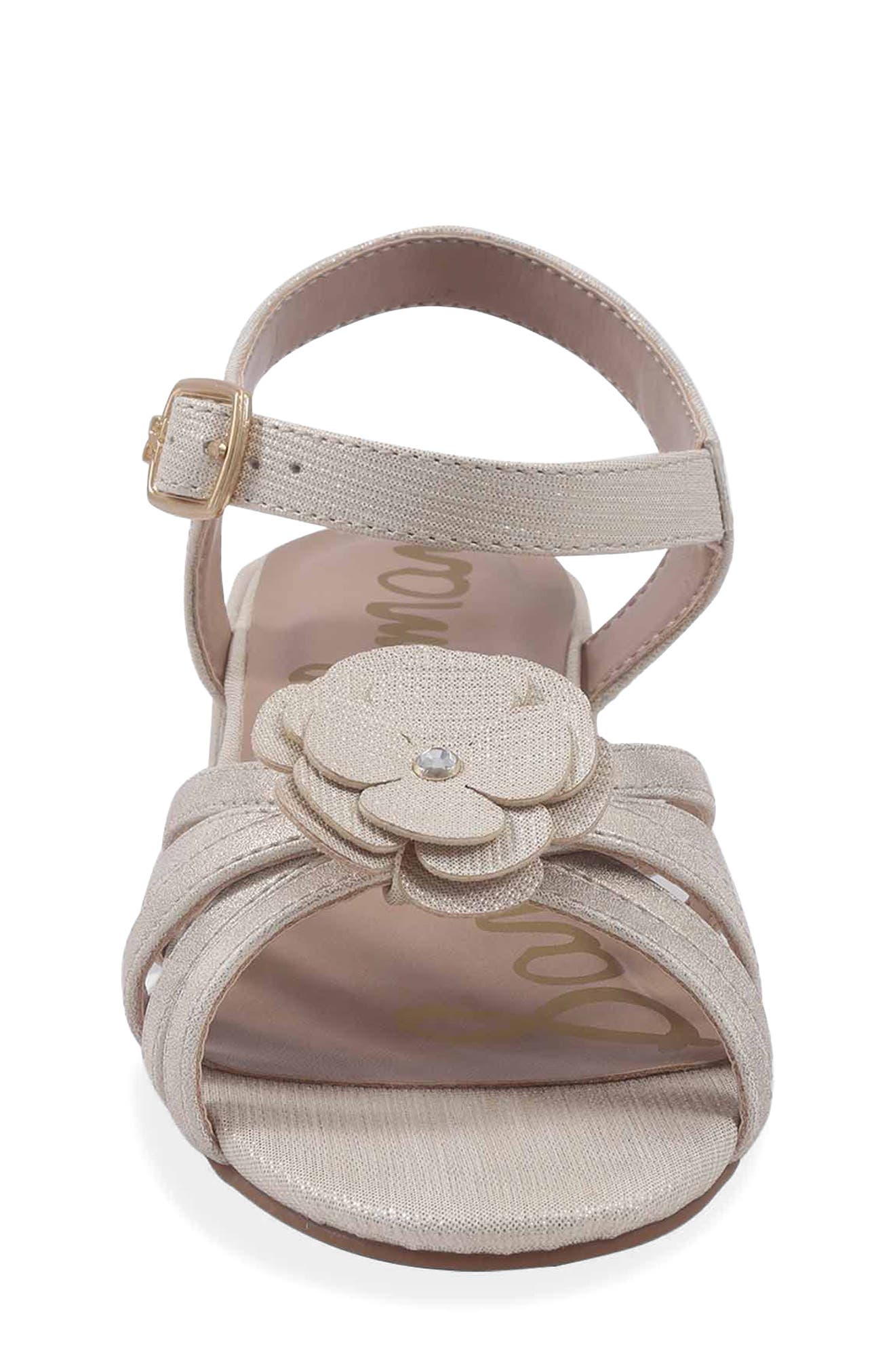 Sam Edelman Kids' Calla Floral Ankle Strap Sandal, Alternate, color, Gold