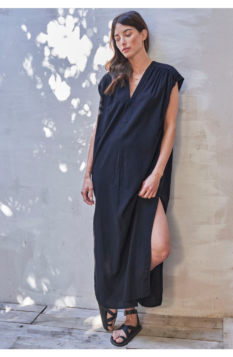 ocean+main Sleeveless Maxi Tunic, Alternate, color, Black