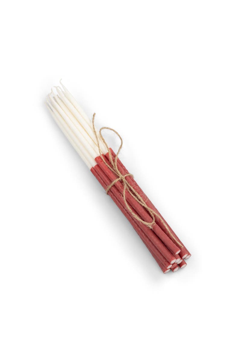 Thin Taper Candles - Two-Tone - Set of 12, Alternate, color, Guardsman Red, Pearl