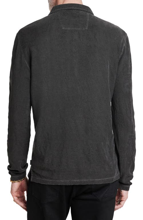 John Varvatos Adam Long Sleeve Organic Cotton Polo In Gray