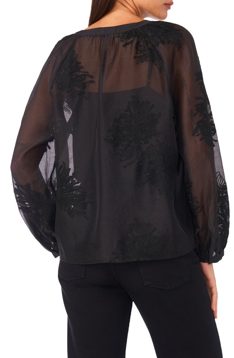 Vince Camuto Long Sleeve Mesh Shirt, Alternate, color, Rich Black