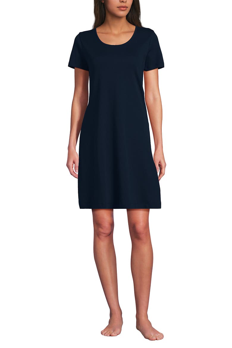 Cotton Short Sleeve Knee Length Nightgown, Alternate, color, Radiant Navy
