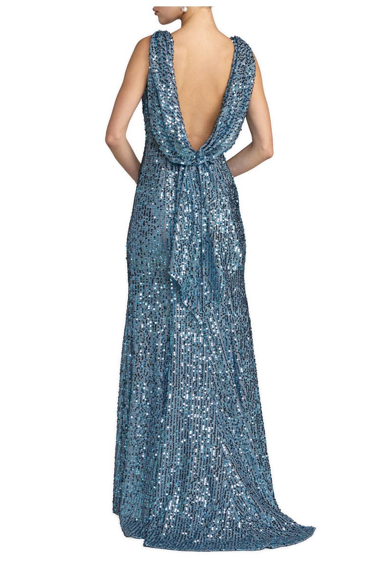 Mac Duggal Women's Sequin Sleeveless Evening Gown with Draped Back, Alternate, color, Fusion Blue
