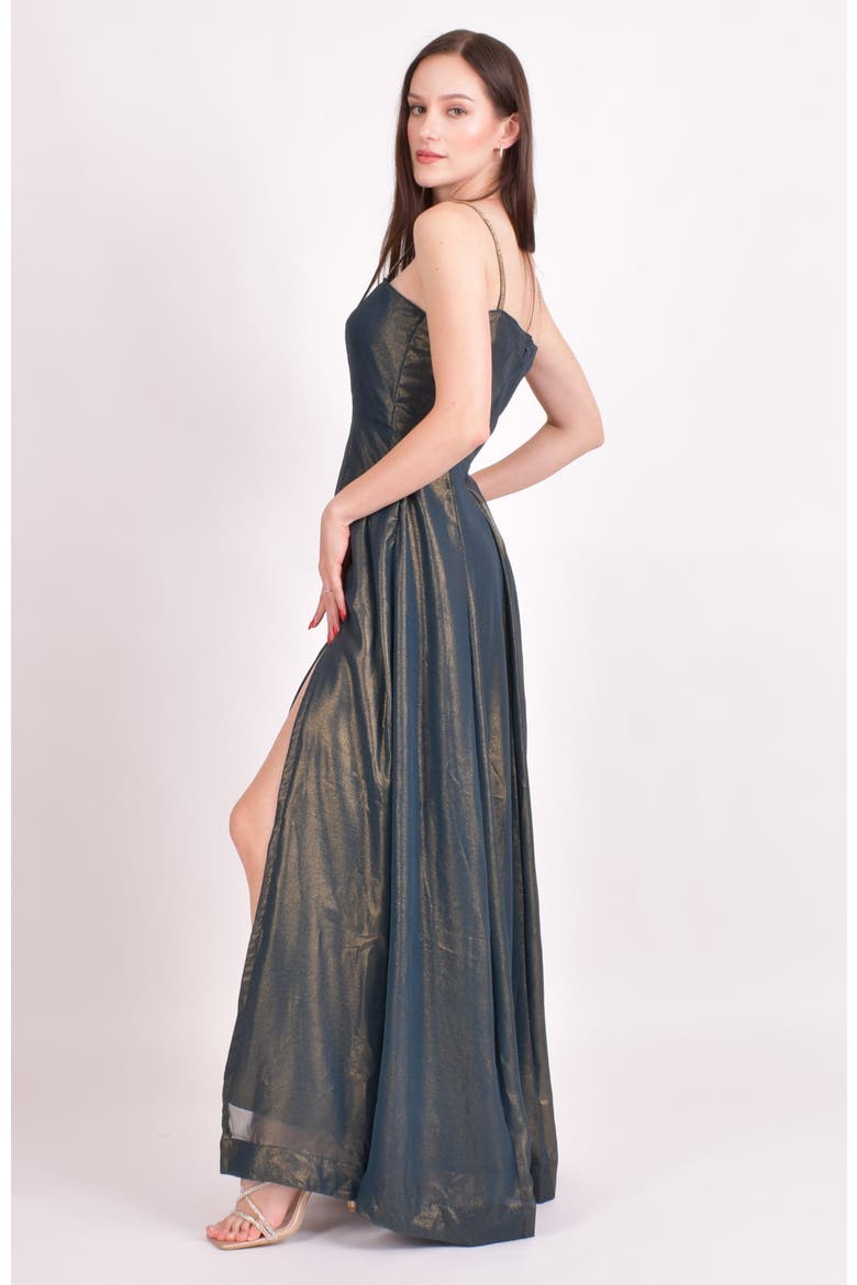Adair Shimmer Saree Gown, Alternate, color, Green