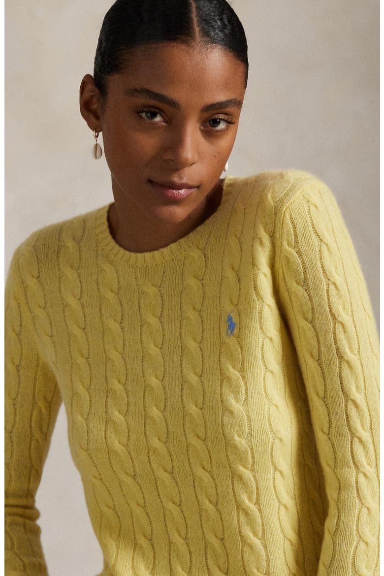 Cable Stitch Wool & Cashmere Sweater, Alternate, color, FALL YELLOW
