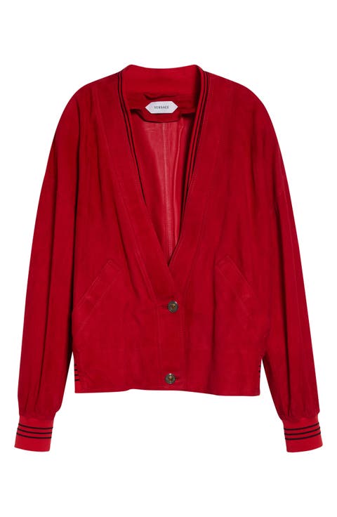 Lambskin Suede V-Neck Blouson Jacket