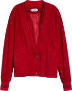 Versace Lambskin Suede V-Neck Blouson Jacket
