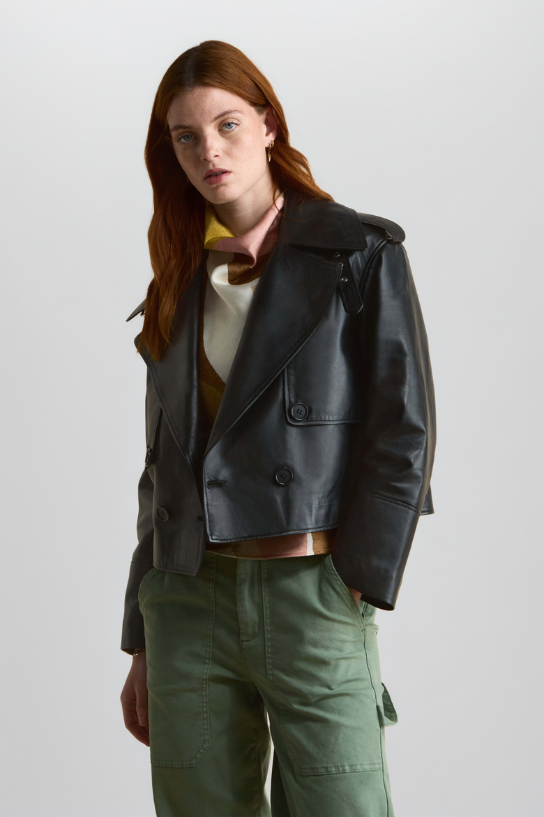 Lola Leather Jacket, Alternate, color, Black
