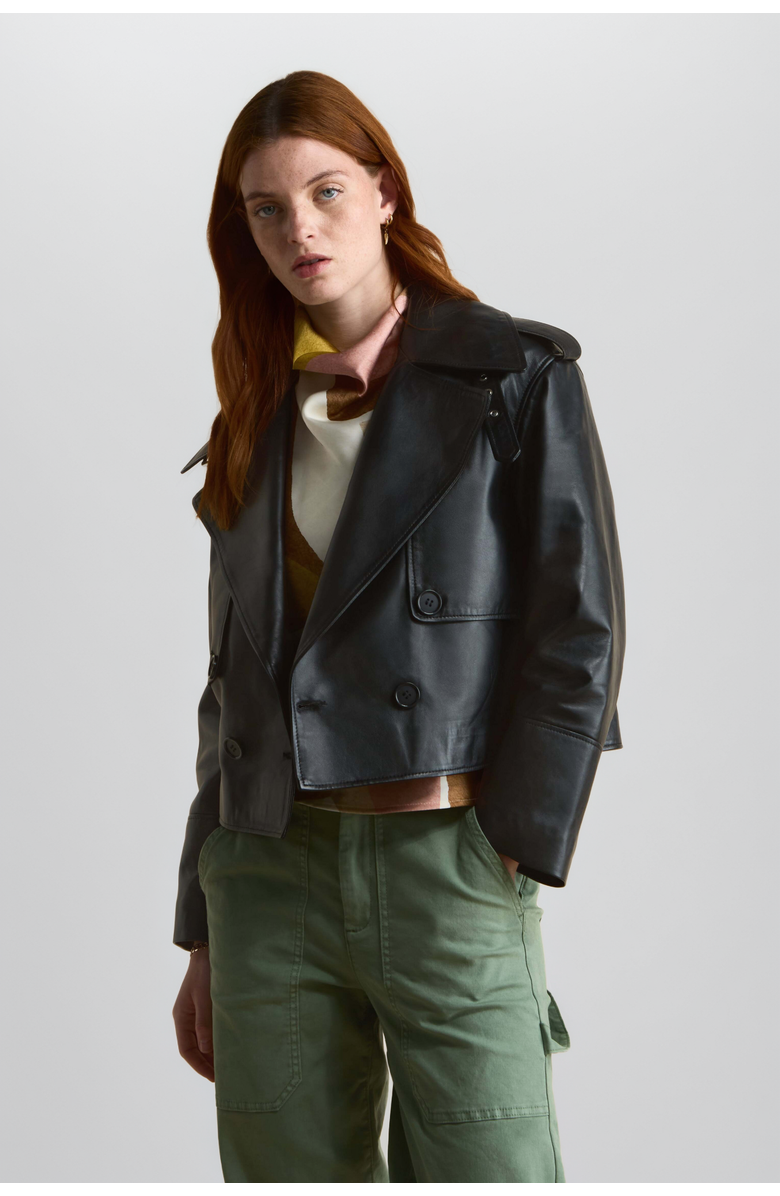 Furniq UK Lola Leather Jacket, Alternate, color, Black