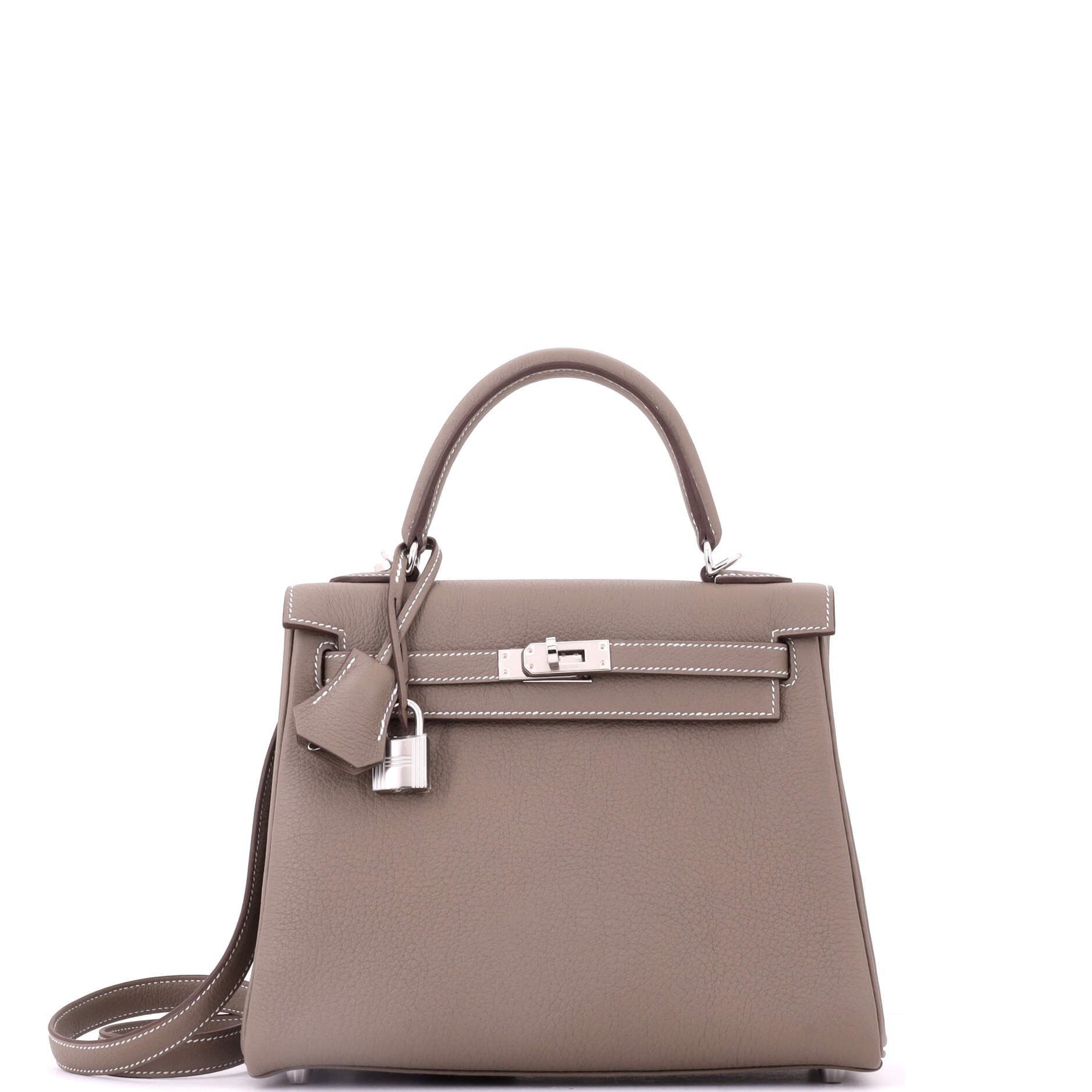 Kelly Handbag Grey Togo with Palladium Hardware 25, Main, color, Grey