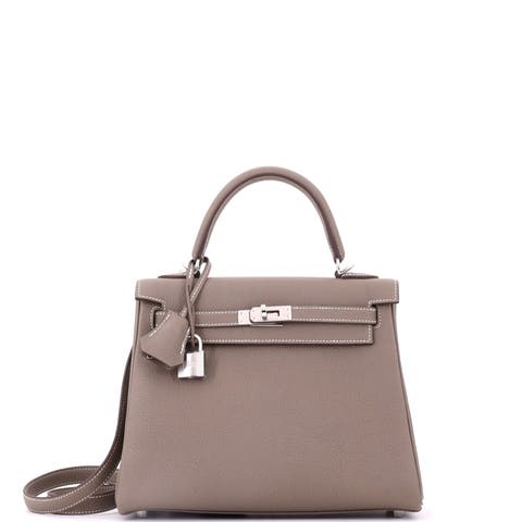 Kelly Handbag Grey Togo with Palladium Hardware 25