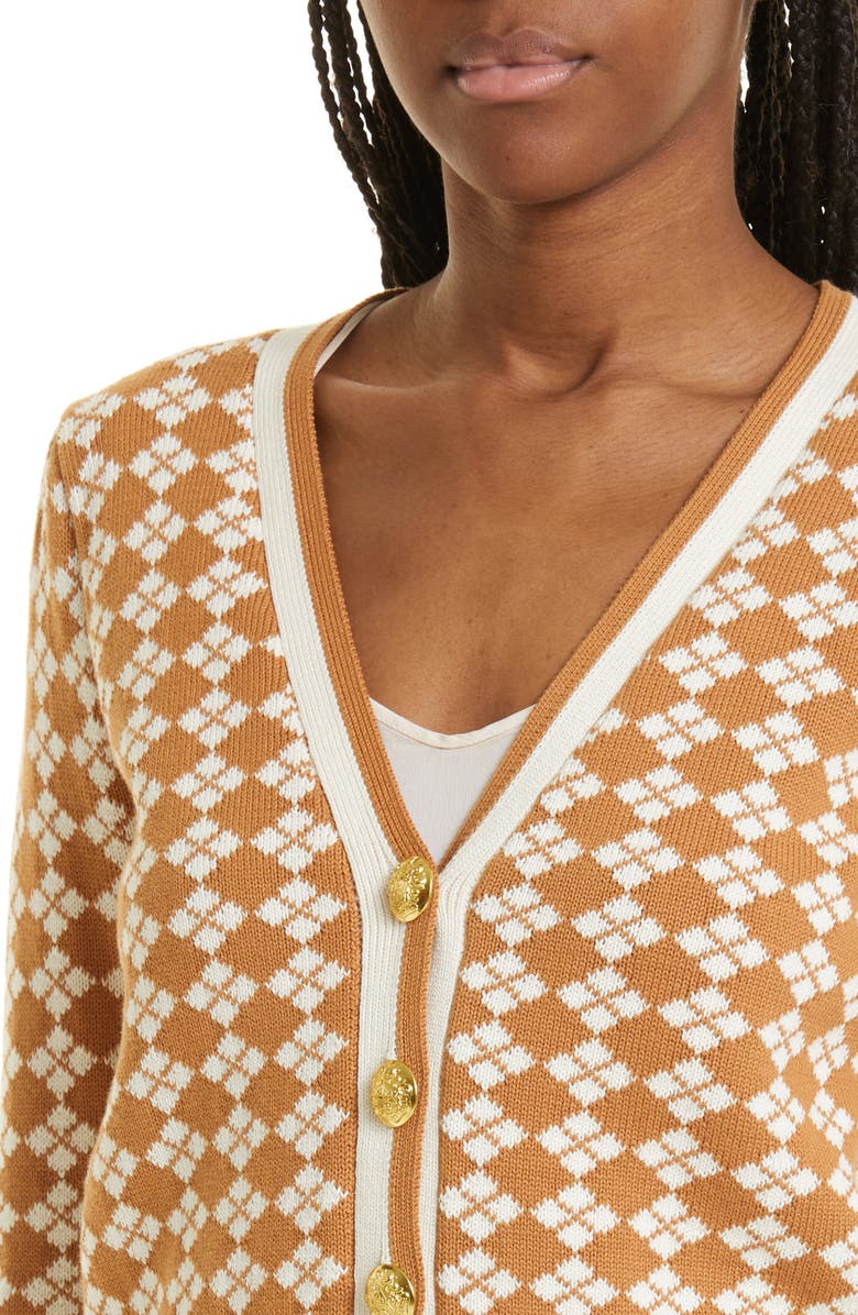 Veronica Beard Adaire Argyle Cotton Cardigan, Alternate, color,