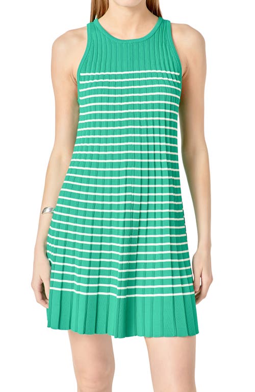 ENGLISH FACTORY ENGLISH FACTORY PLEATED STRIPE KNIT MINIDRESS